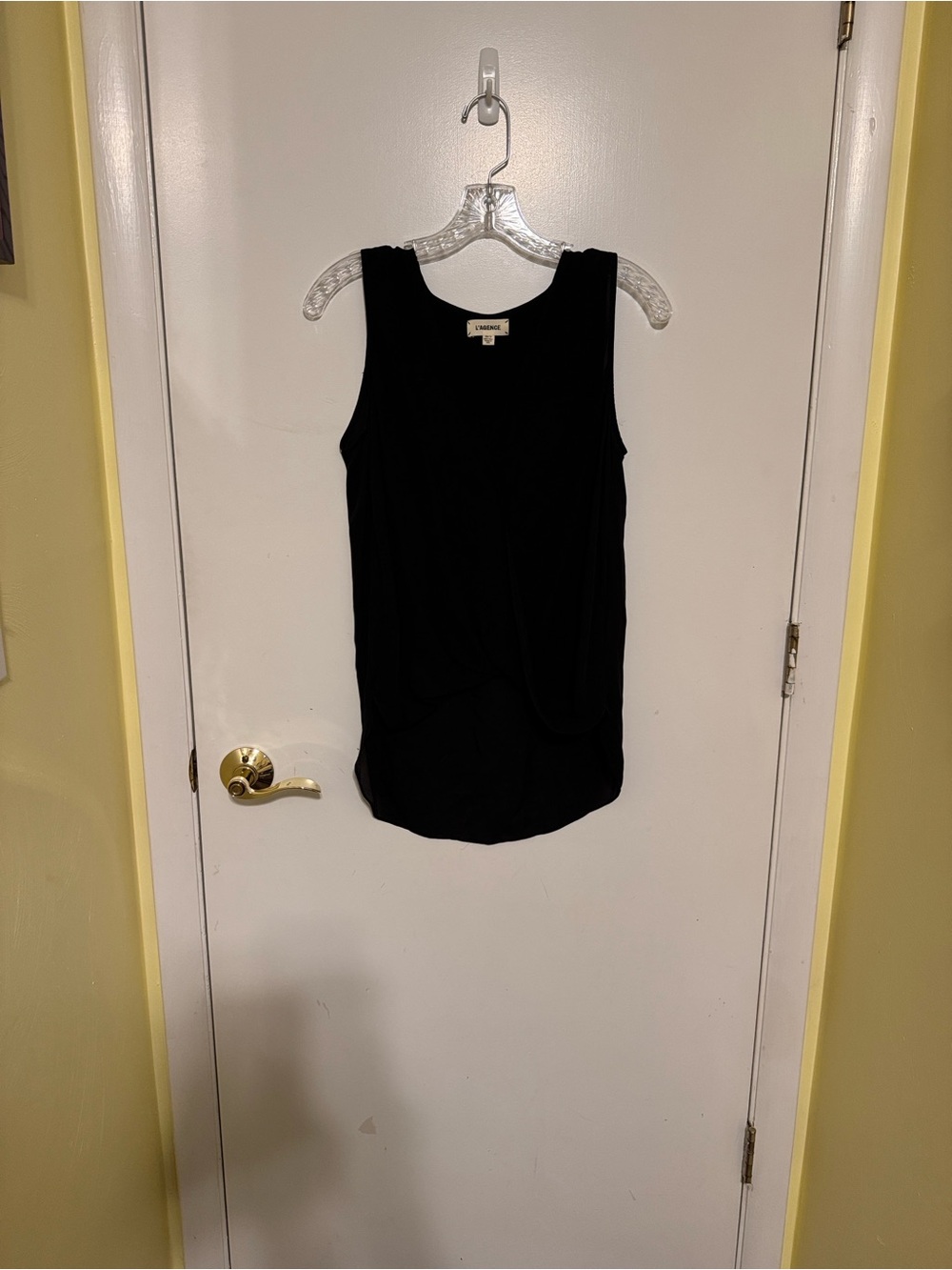 L'AGENCE Black Draped Sleeveless Silk Tank